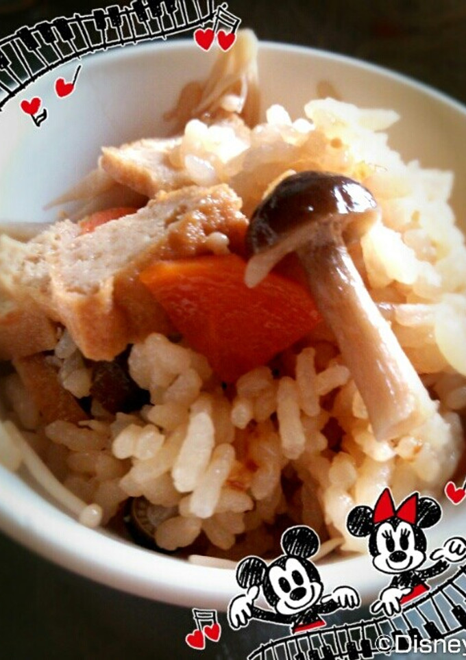 厚揚げときのこの炊き込みご飯♡-レシピのメイン写真