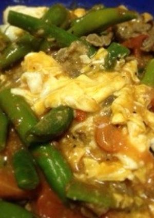 インゲン牛肉トマトのとろっと卵あんかけ-レシピのメイン写真