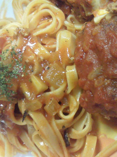 ハンバーグのトマト煮パスタ添え-レシピのメイン写真