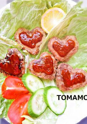 ❤簡単ハートハンバーグかけとまモン❤-レシピのメイン写真