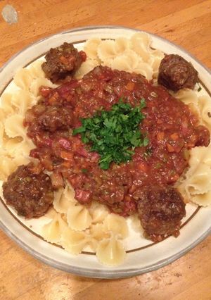 アルザス風パスタのミートボールソース掛け-レシピのメイン写真