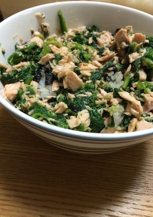 茹でて混ぜるだけ→鮭とほうれん草の丼-レシピのメイン写真