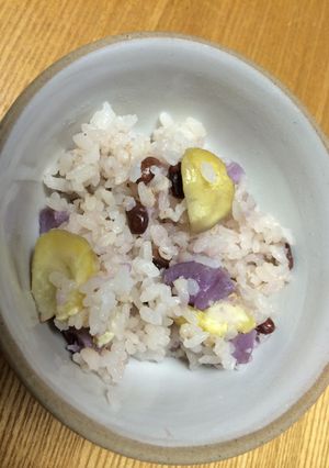 栗 紫芋 小豆 押し麦入りごはん-レシピのメイン写真