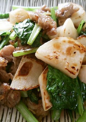 栄養満点!丸ごと蕪と豚肉のニンニク塩炒め-レシピのメイン写真