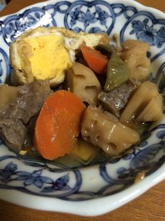 煮汁がおいしい!卵入り巾着と根菜の煮物-レシピのメイン写真