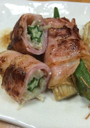 オクラとえのきのベーコン巻き-レシピのメイン写真