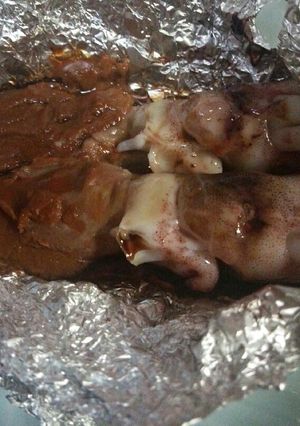 見た目はグロい、かなりうまいイカワタ焼き-レシピのメイン写真