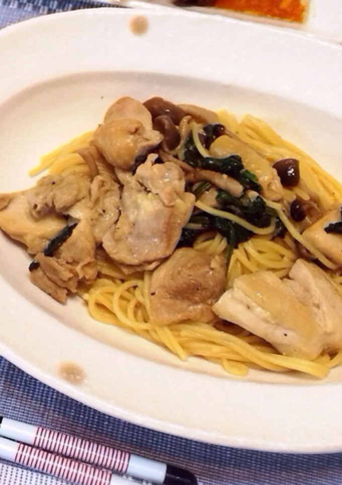 簡単♩鶏とほうれん草の和風パスタ-レシピのメイン写真