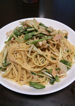 水菜とツナのコクうまパスタ-レシピのメイン写真