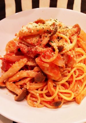 早くて簡単☆チキンとしめじのトマトパスタ-レシピのメイン写真