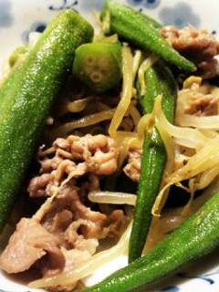 しゃきしゃきオクラともやしの炒め物。-レシピのメイン写真