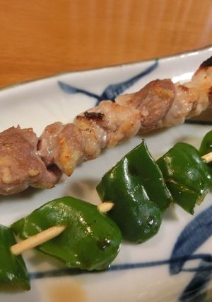 豚コマ肉の焼き鳥（にんにくみそ味）-レシピのメイン写真