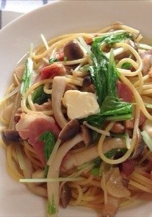 水菜キノコdeバター醤油な和風パスタ-レシピのメイン写真