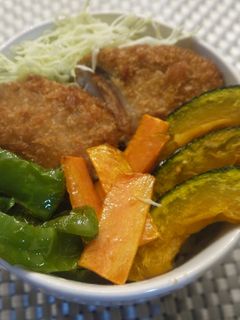 素揚げ野菜たっぷり♪秋鮭の海苔フライ丼♡-レシピのメイン写真