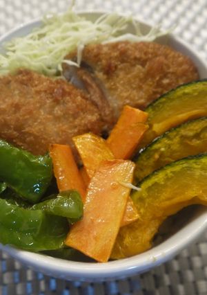 素揚げ野菜たっぷり♪秋鮭の海苔フライ丼♡-レシピのメイン写真