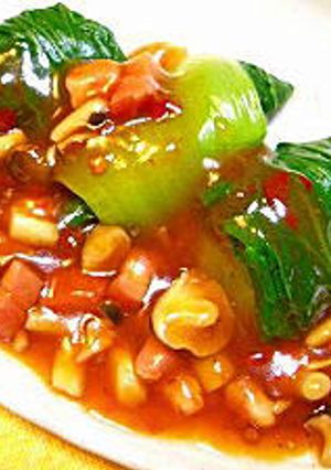 チンゲン菜のベーコンしめじソース-レシピのメイン写真