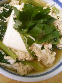 簡単 一品 豆腐 小松菜 卵で 和風煮-レシピのメイン写真
