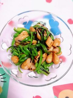 ピーマンとソーセージの塩昆布炒め-レシピのメイン写真
