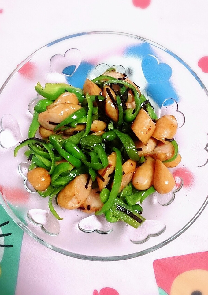 ピーマンとソーセージの塩昆布炒め-レシピのメイン写真