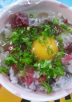 カリカリ梅の卵かけご飯～お茶漬け風～-レシピのメイン写真