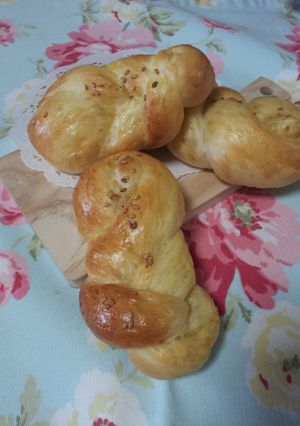 子供の朝ごはん☆さつまいも三つ編みパン☆-レシピのメイン写真