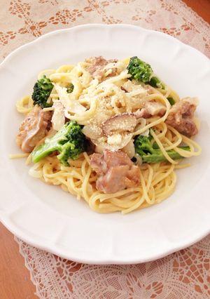 牛乳で♡鶏と野菜の和風クリームスパゲティ-レシピのメイン写真