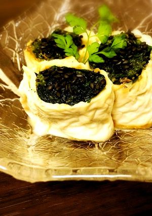 ほうれん草と黒ごま油の味噌湯葉巻き-レシピのメイン写真