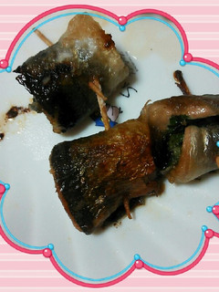 さんまとえごま菜巻き-レシピのメイン写真