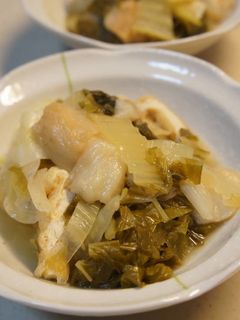 白菜・白ネギ・麩・油揚げの煮物-レシピのメイン写真