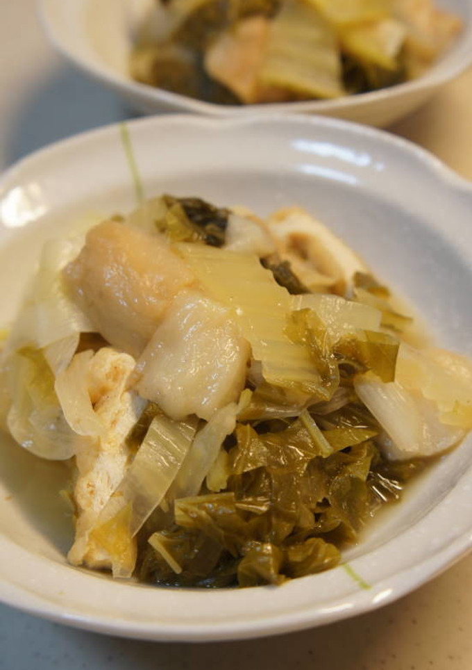 白菜・白ネギ・麩・油揚げの煮物-レシピのメイン写真