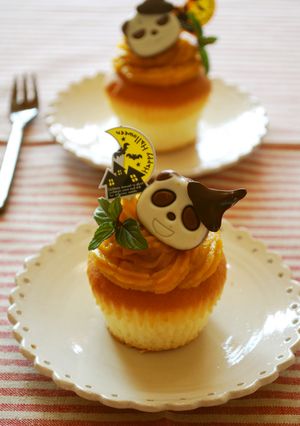 ぱんだで♪かぼちゃモンブランカップケーキ-レシピのメイン写真