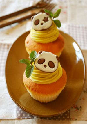 ぱんだで♪さつま芋モンブランカップケーキ-レシピのメイン写真
