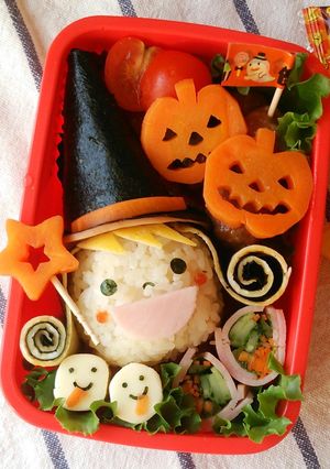ハロウィン♪ポテサラ帽子の魔女ちゃん弁当-レシピのメイン写真