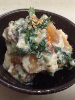 まろやか☆柿と春菊の白和え-レシピのメイン写真