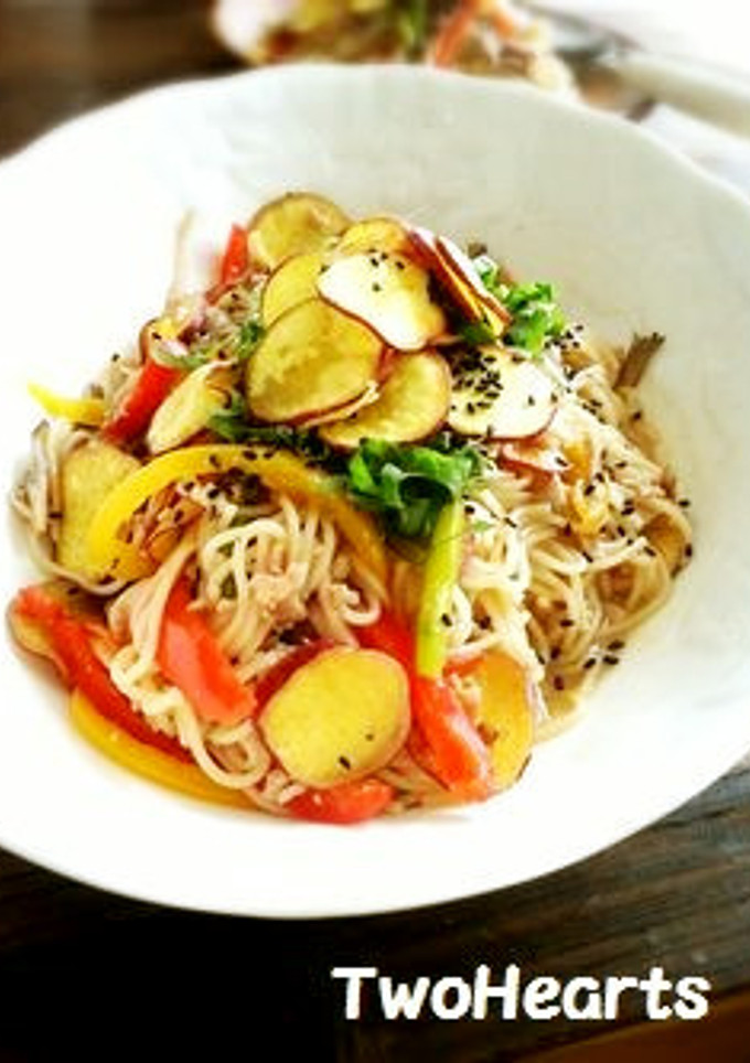 秋～きのこtoさつま芋no和風味噌パスタ-レシピのメイン写真