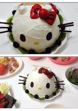 3D キティー バースデー ケーキ-レシピのメイン写真
