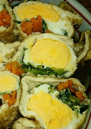 彩りきれいな卵の巾着袋煮-レシピのメイン写真
