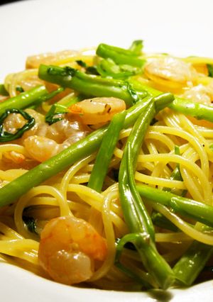 空芯菜とえびのクリームパスタ-レシピのメイン写真