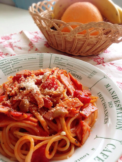 ハムとしめじのトマトソースパスタ-レシピのメイン写真