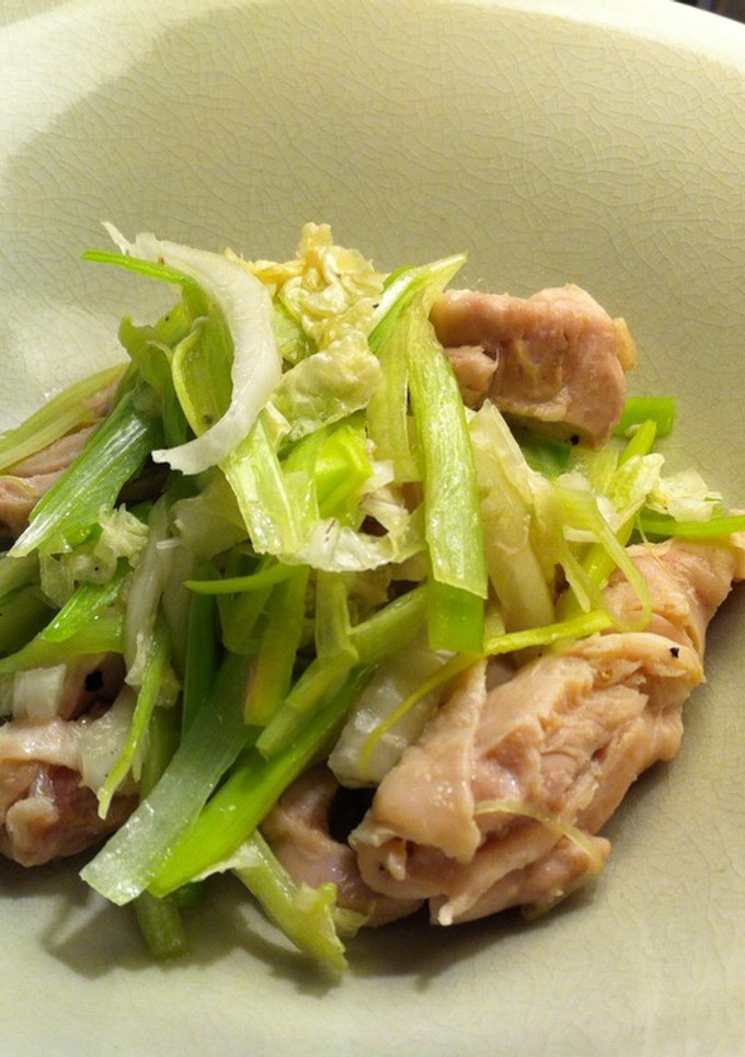 蒸し鶏と長ネギと白菜のサラダ-レシピのメイン写真