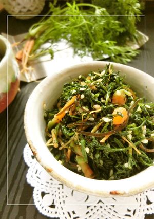 人参の葉っぱの胡麻塩昆布炒め-レシピのメイン写真