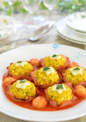 可愛い♡ハムカップ南瓜のトマトソース♫-レシピのメイン写真
