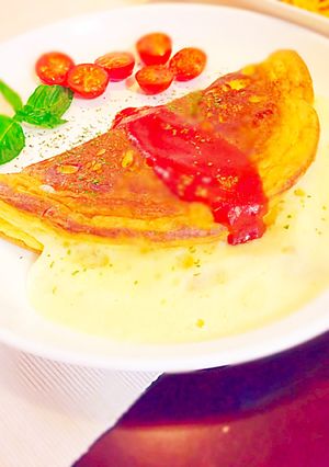 ふわふわスフレオムレット〜トマトソース-レシピのメイン写真