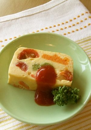 業務用介護食　ブロッコリーのえびオムレツ-レシピのメイン写真