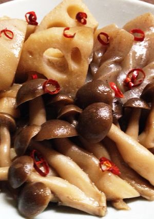 れんこんとしめじコンニャクの甘辛煮-レシピのメイン写真