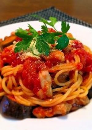 鶏肉とナスのトマトスパゲッティ-レシピのメイン写真