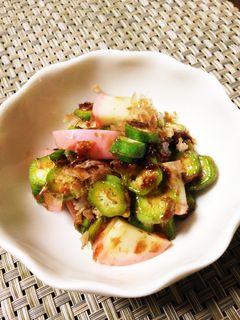 簡単一品☆オクラと蒲鉾のワサビ醤油和え-レシピのメイン写真