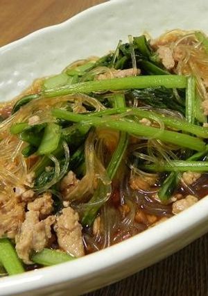 小松菜と春雨のひき肉炒め煮-レシピのメイン写真