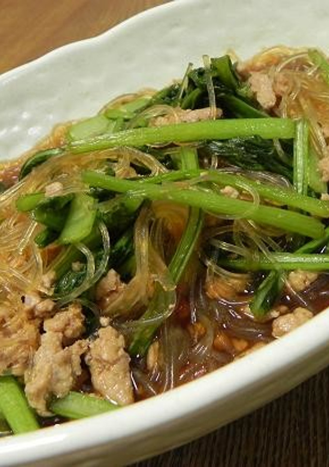 小松菜と春雨のひき肉炒め煮-レシピのメイン写真