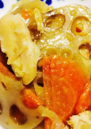 コストコ♪ロティサリーチキンの蓮根人参煮-レシピのメイン写真
